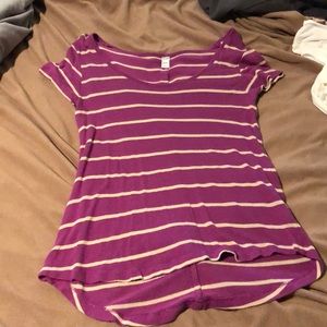 OLD NAVY, med, high/low curved hem, stripe top